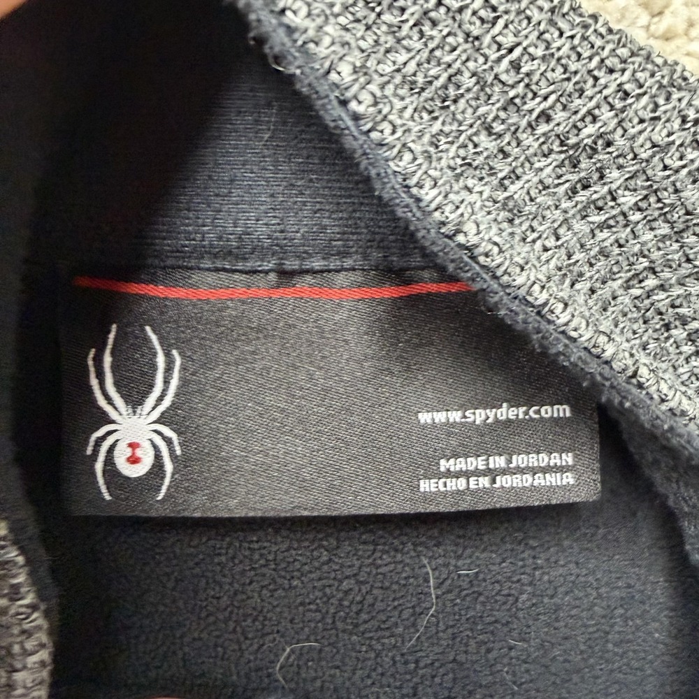 Spyder Pullover Mens Medium Gray Black 1/4 Zip Fleece Mock Neck Ski Outdoor Top - Picture 3 of 10